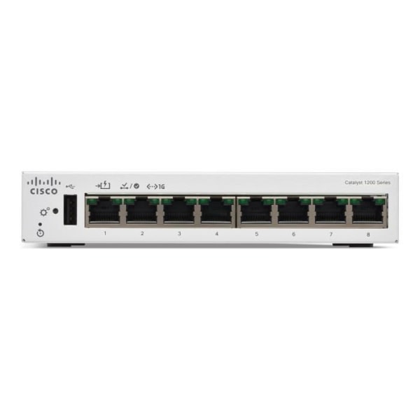 - Cisco - Cisco Catalyst 1200-8T-D - Switch - gigabit ethernet - C3 - intelligent - 8 x 10/100/1000 - stationär - PoE (67 W)