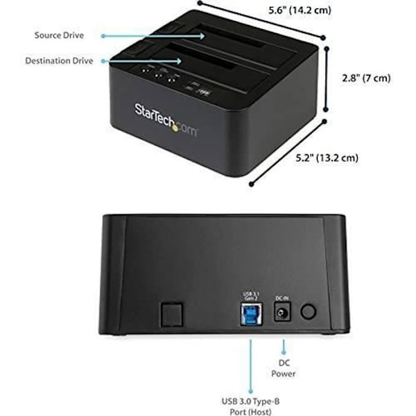 StarTech.com USB 3.1 (10 Gb/s) duplicering - Fristående - Dockningsstation för hårddisk - För 2,5" eller 3,5" SATA HDD/SSD (SDOCK2U31