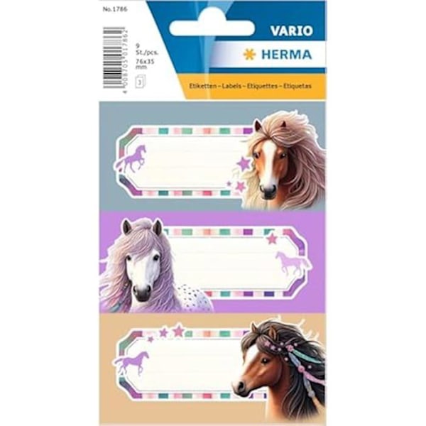 Klistetiketter - HERMA - Hästmotiv - 9 etiketter - För barn - Identifierbara Hästars värld