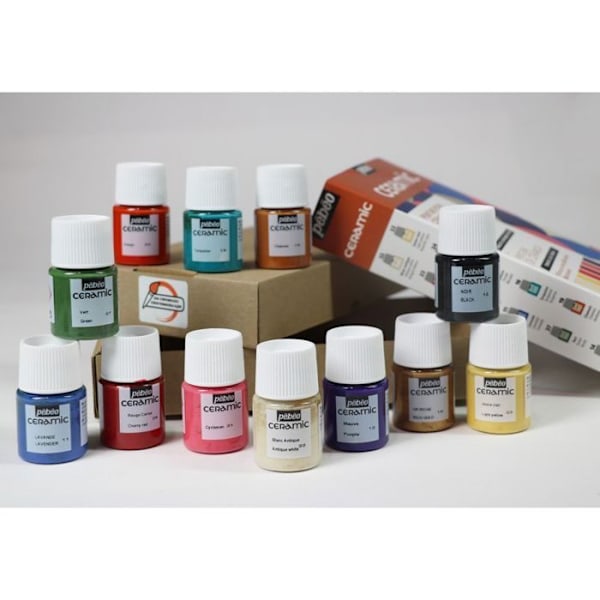Set med 12 keramiska färger - 12 x 20 ml Flerfärgad
