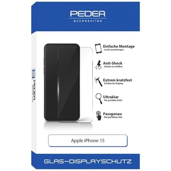 Skärmskydd - PEDEA - iPhone 15 - Härdat glas - Reptålig - 1 st.