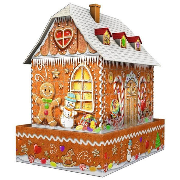 3D pussel Julhus i pepparkakor - Ravensburger - Monument 257 bitar - utan lim - byter färg - Från 8 år
