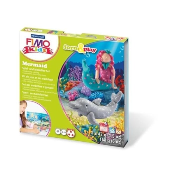 Fimo Kids Mermaid-modelleringssats - STAEDTLER - Lek- och modelleringsset - Flerfärgad - Blå - 5 år Flerfärgad