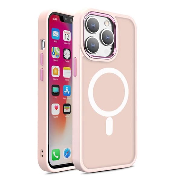 MagSafe-magnetfodral för iPhone 15 Pro Max med hål för rem, rosa