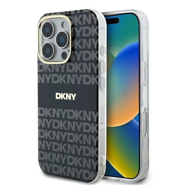 Coque för iPhone 16 Pro - DKNY Hardcase Repeat Texture Pattern With Stripe (DKHMP16LHRHSEK) - Svart