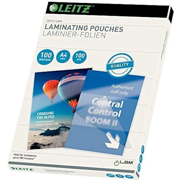 Laminering - LEITZ - Fickpåsar A4 - 100 enheter - Blank - Transparent - Tjocklek 100 mikron