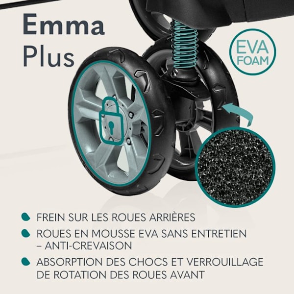 Kompakt barnvagn LIONELO Emma - Från 6 till 36 månader - 5-punkts säkerhetsbälte - Grön Grön, Svart