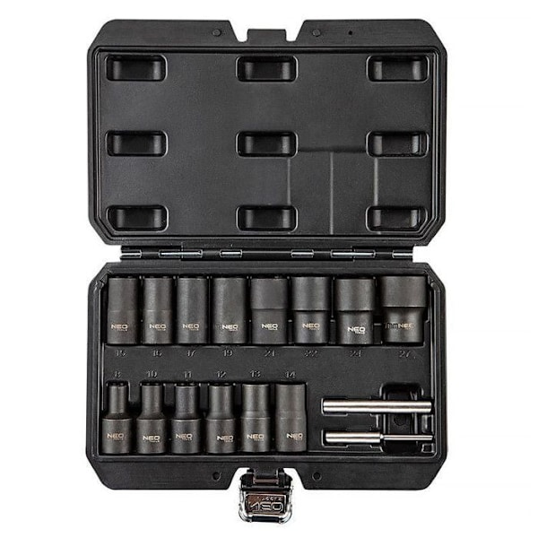 Coffert med hylsor 1/2" NEO TOOLS 11-920 för skadade muttrar (16 delar)