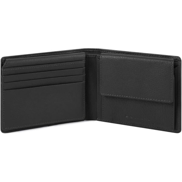 Plånbok i läder Piquadro Akron 11 cm - Svart svart