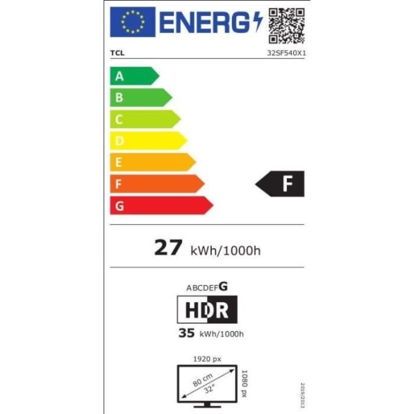 TCL 32SF540 LED TV - Full HD 1980 x 1080 - FIRE TV ansluten TV - HDR - 2 x HDMI