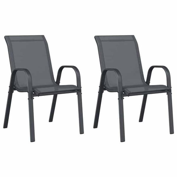 vidaXL Stapelbara trädgårdsstolar set om 2 Grå Textilene 318778