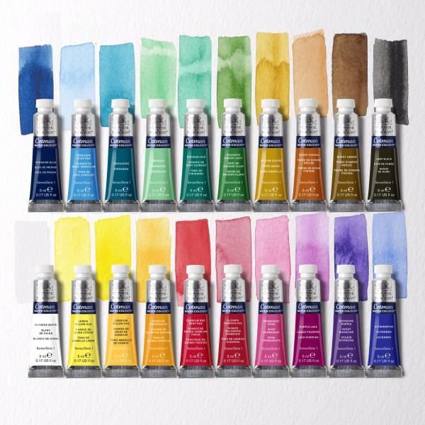Akvarellfärg - Fin - Winsor och Newton - Cotman - 20 tuber - 5ml Titanvit, blek citron, processgul, 