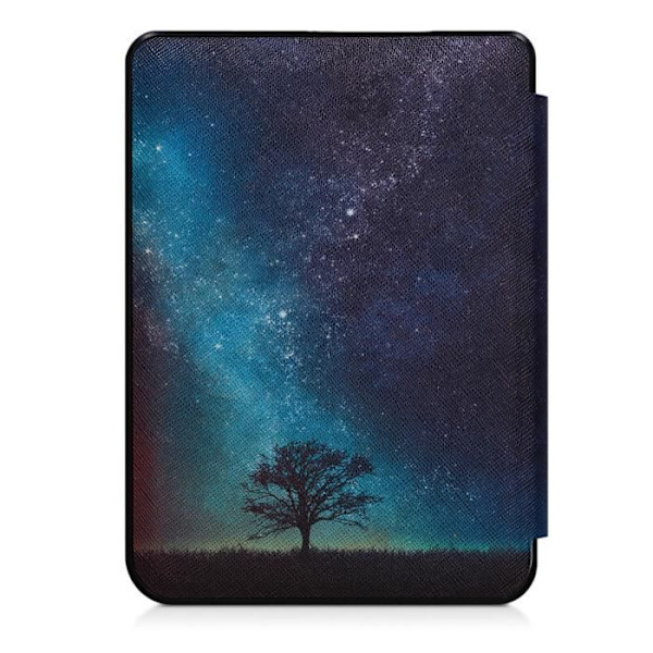 kwmobile E-Reader Fodral kompatibel med Kobo Clara HD - Skydd med magnetisk faux läder flik - Cosmic Tree Blå-Grå-Svart
