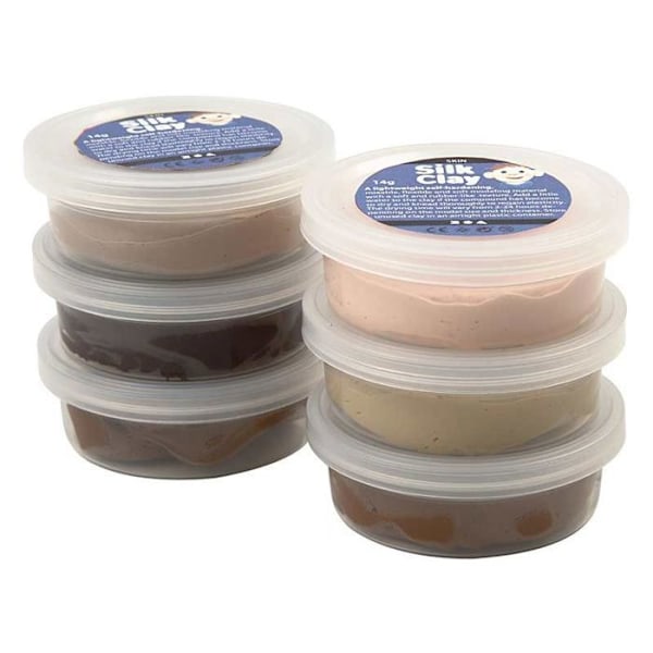 Silk Clay självhärdande modelllera set - Köttfärg - 6 x 14 gr - Kreativ leksak för vuxna Köttfärgad