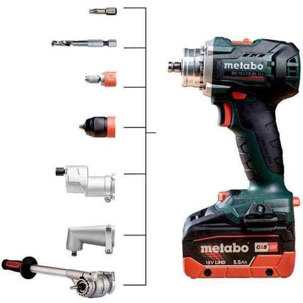 Sladdlös borrskruvmejsel - METABO - BS 18 LTX BL Q I - 18 V - MetaBOX 145 L Grön