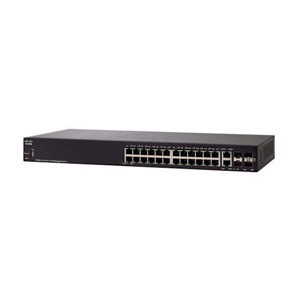 Switch - Cisco - SF350-24 - 24 portar 10/100 - 2 portar Gigabit - Administrerbar Svart