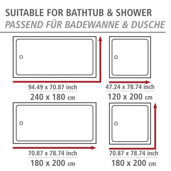Duschdraperi Live - Wenko - Vit/Svart - b 180 x h 200 cm vit svart