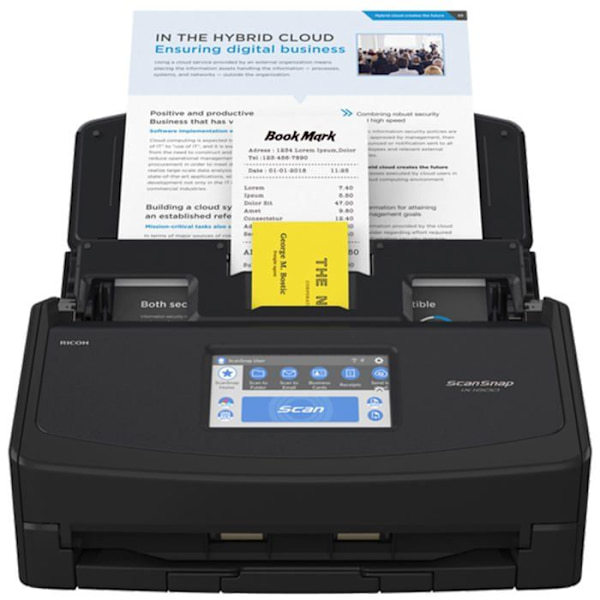 Scansnap Scanner - PA03770-B511 - iX1600 svart dokumentskanner - Duplex, ADF, A4, Wi-FI, trådlös, USB 3.2