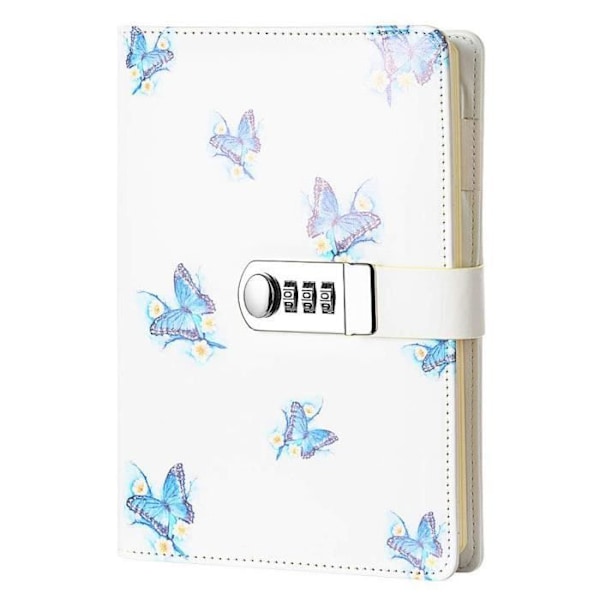 Creative PU Leather Password Notepad, Secret Lined Password Diary Sketchbook Organizer, Fjärilsmönster, 150x215 mm
