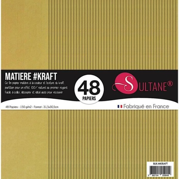 Scrapbookingpapper - Sultan - Krafteffekt - 110g/m2 - 48 ark - Blandat kraft