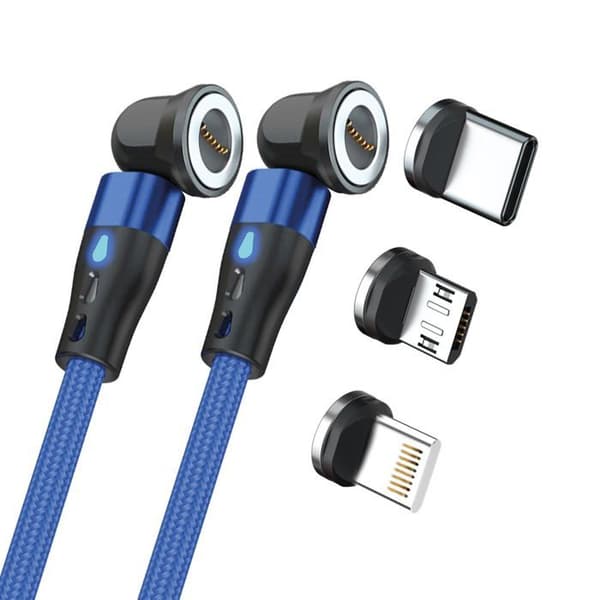 Magnetkabel - Realpower - 1 m - Blå - Adaptorer inkluderade