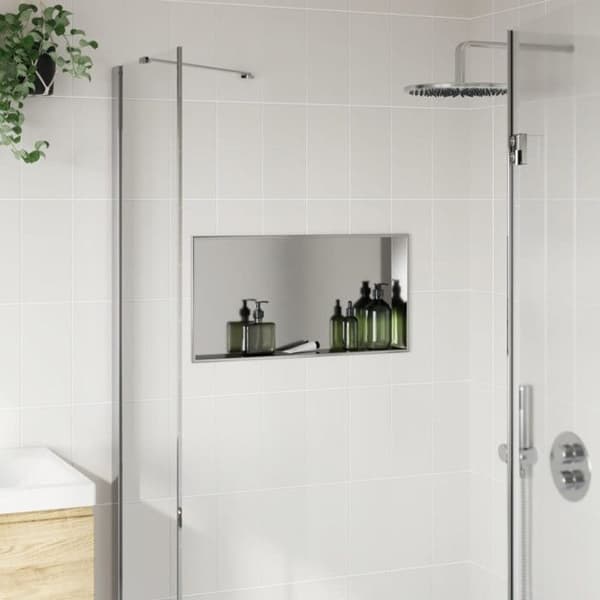 Nisch för dusch silverborstad 62x32x9 cm rostfritt stål