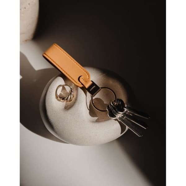 Nyckelring - ORBITKEY - LOOP - Orange - Crazy-Horse läder - Säker mekanism Apelsin