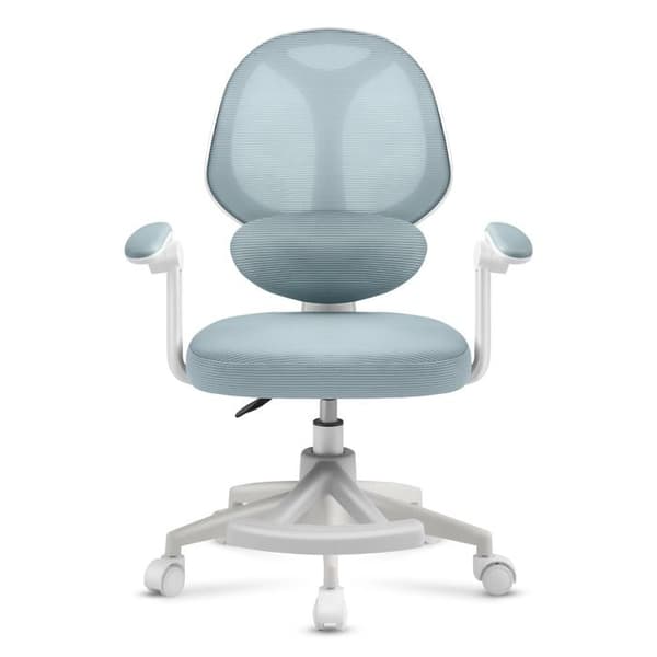 Junior skrivbordstol - MARK ADLER - Junior 4.5 - Blå - Ergonomisk - Fällbara armstöd Vit