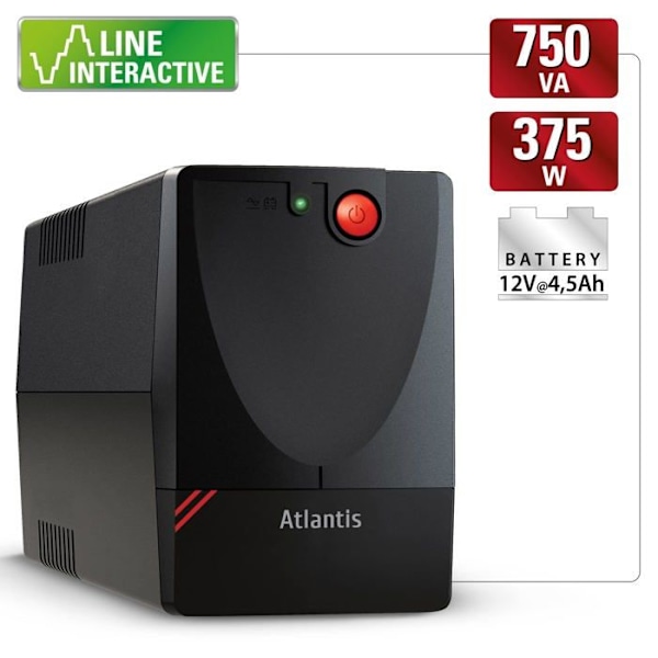 Atlantis UPS - A03-X1000 - UPS X1000, Effekt 750 VA, 375 W, Interactive Line, .