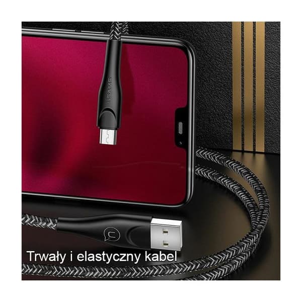 USAMS MicroUSB-kabel 3 m Snabbladdning Röd