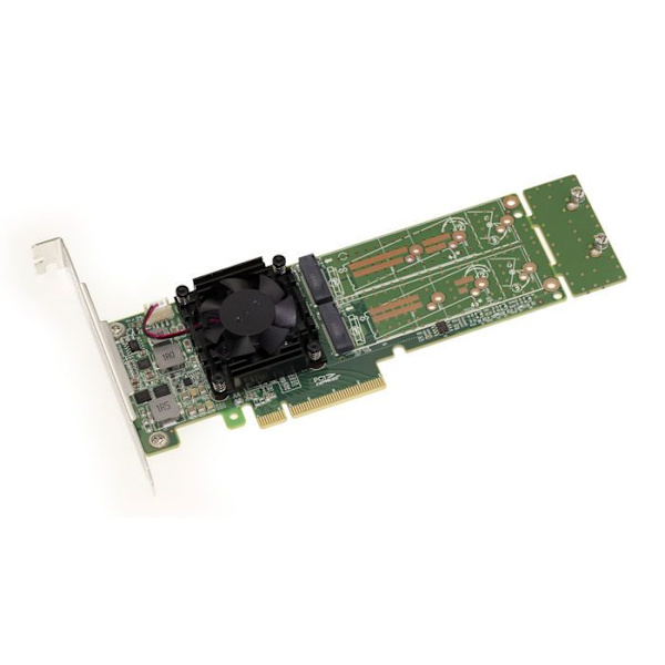 M2 PCIe 3.0 x8-kontrollkort för 4 M.2 NVMe M Key SSD:er. PLX PEX 8747 chipset
