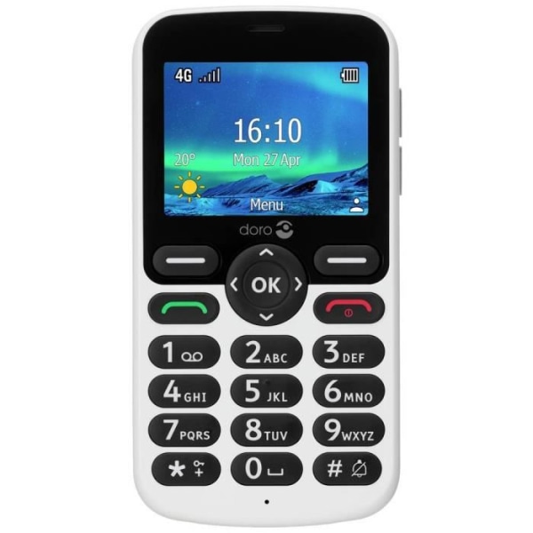 doro 5860 Mobiltelefon för seniorer med laddstation svart/vit
