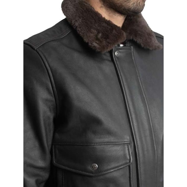 Läderjacka - Schott - Lc5331x - Åldrad brun - Fårskinnskrage - 4 ytterfickor åldrad brun XL