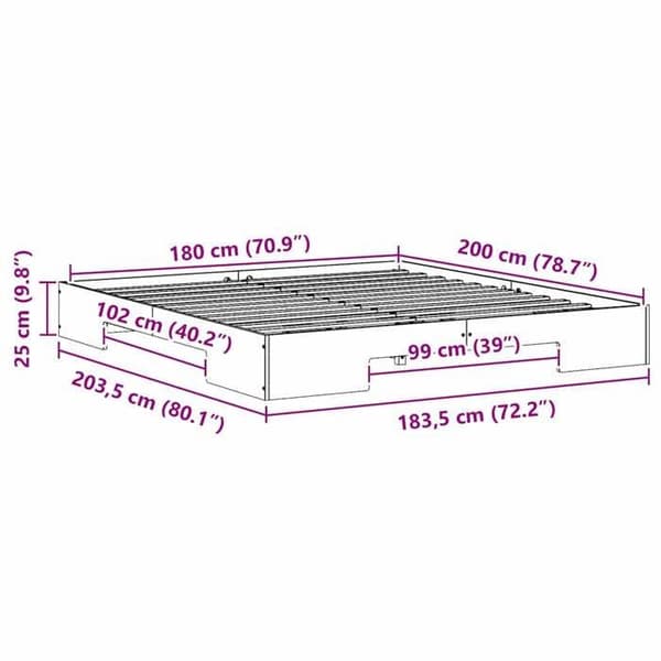 vidaXL Sängram Vit 180 x 200 cm 873020