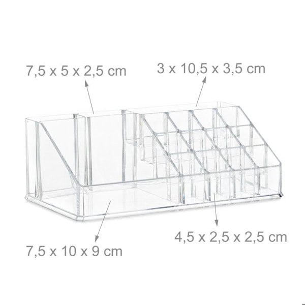 Relaxdays Makeup Storage Box Make up Kosmetiska Organizer Lådor Fack, Transparent Transparent