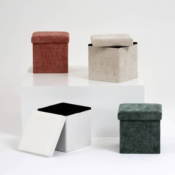 Fällbar pouf Mix'n modul 31x31 cm vit boucle beige