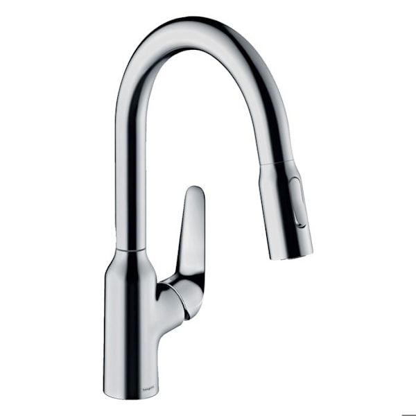 hansgrohe Focus M42 180 engrepps köksblandare, med 2-stråle utdragbar spray, krom, 71801000