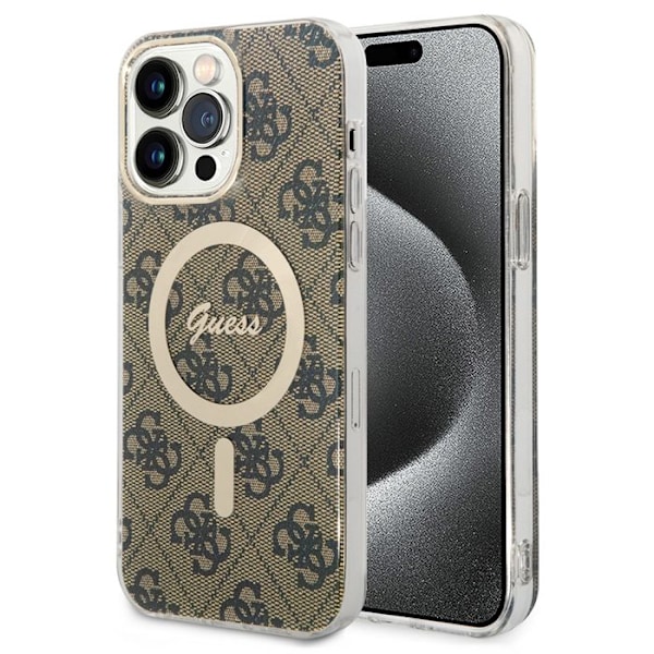 iPhone 15 Pro-fodral - Guess IML 4G MagSafe (GUHMP15LH4STW) - Brun