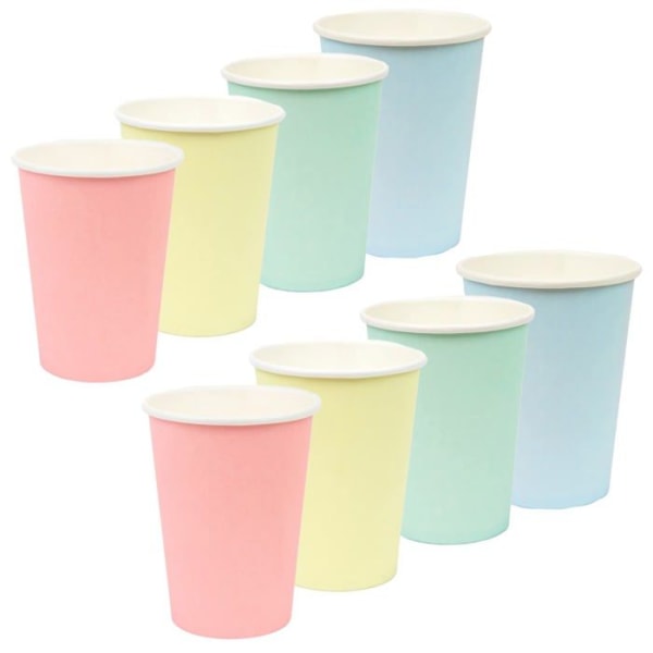Engångsglas - Talande bord engångsmugg - PASTELL-CUP - Generic We Heart Pastell Set med 8 koppar 255 ml