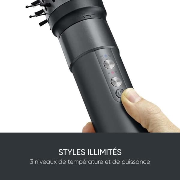 Ionic styling brush - SEVERIN - 5-in-1 multistyler - Powerful BLDC motor - 5 attachments - 1500 W - Grå och svart Grå
