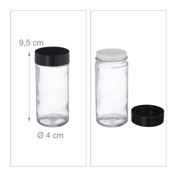 Relaxdays Bamboo Spice Rack, 8 glasburkar, Spice Display, 2-våningsorganisator, förvaring, natur brun ljus, transparent, svart
