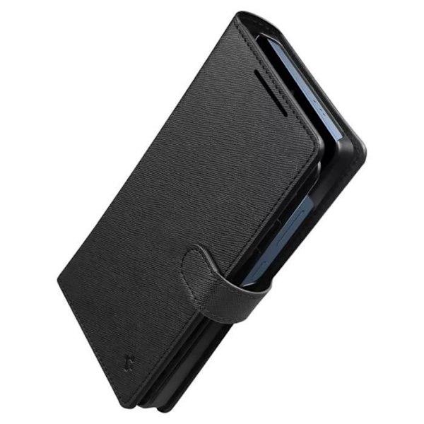 Coque Étui portefeuille - Spigen - S - Samsung Galaxy S25 Ultra - PU-läder - Svart - Magnetisk svart
