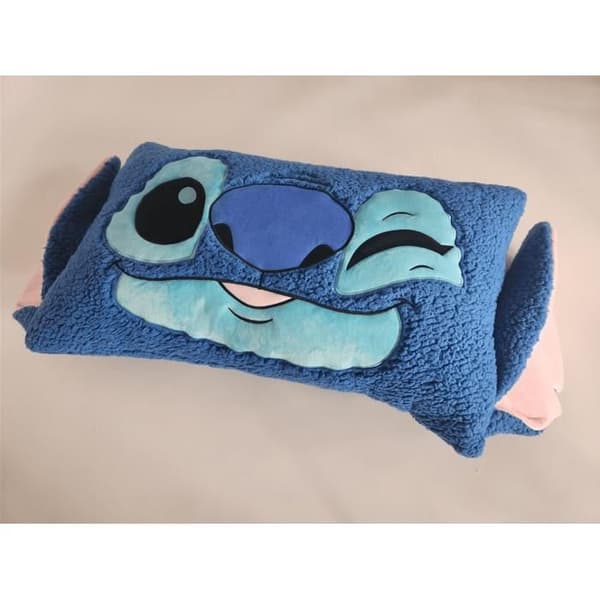 Kudde och Pläd 2 i 1 - AYMAX - Stitch - Blå - 75x45 cm - 100% Polyester Blå