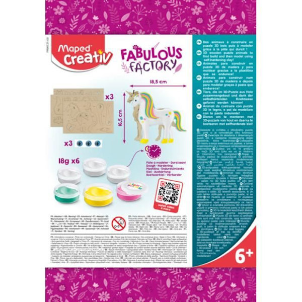 Modelleringsspel - MAPED - Unicorn - Komplett boxset - För tjejer från 6 år och uppåt Blå, rosa, gul