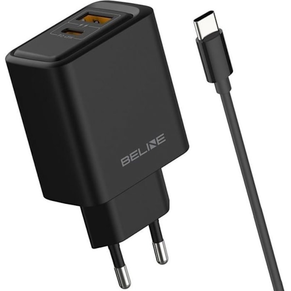 Laddare - väggadapter Beline Väggladdare 45 W GaN USB-A/USB-C + kabel USB-C/USB-C BLN2CB45C svart