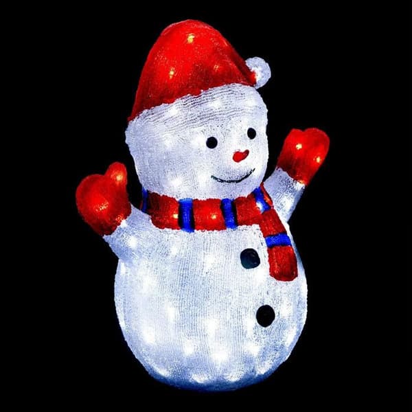 Utebelysande snögubbe H48cm 90 LED med solpanel Feeric lights & christmas Vit
