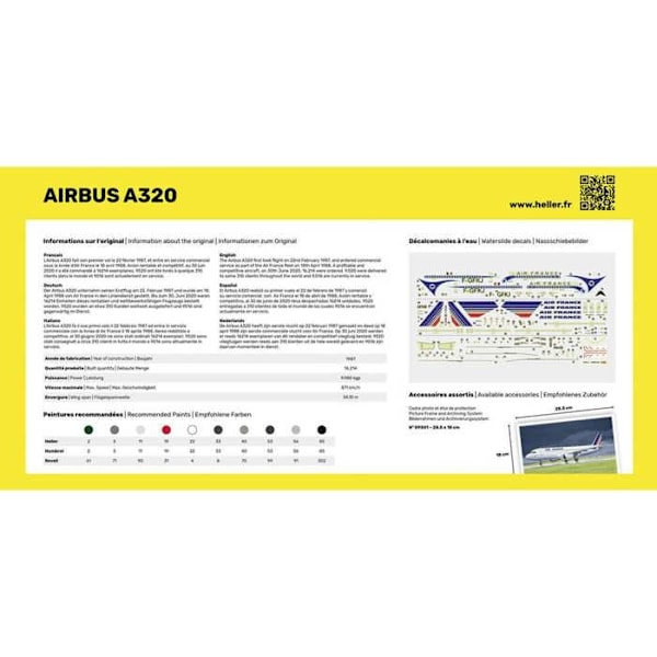 Modellsats - AIRBUS A320 AIR FRANCE - HELLER - 80448 - 139 delar - 1/125:e
