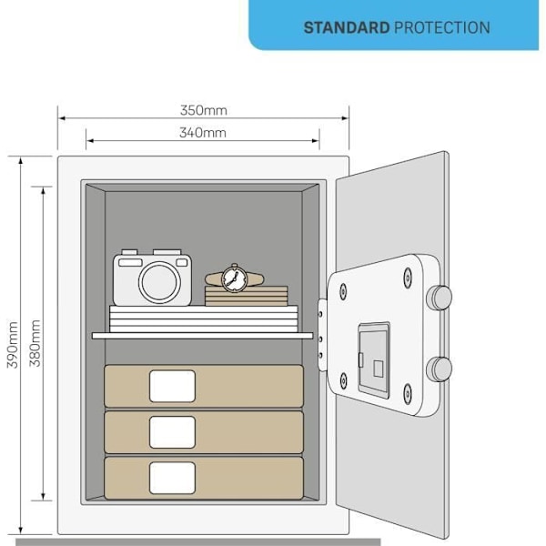 Elektroniskt kassaskåp - YALE - YSV/390/DB2 - Stort 40L - 39x35x36cm