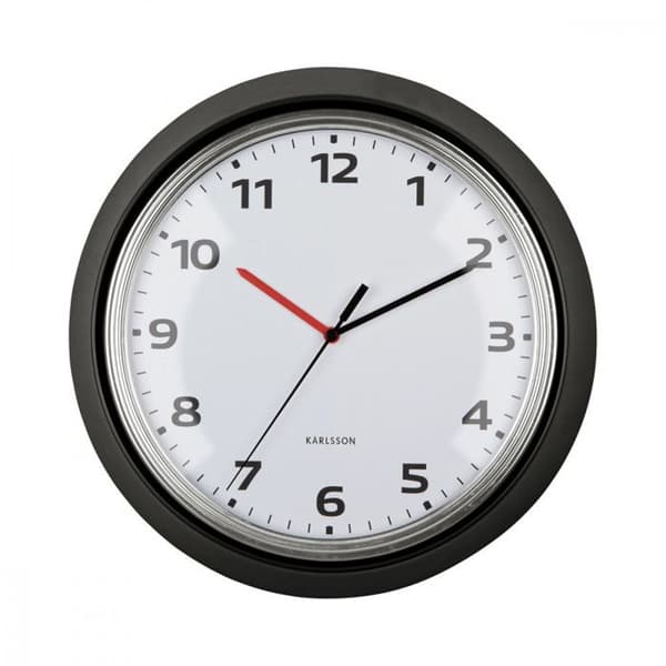 Väggklocka Modern Retro D34cm - Present Time - Svart - Svart