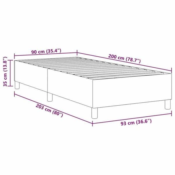vidaXL Plattformssängram Ljusgrå 90 x 200 cm 3337387